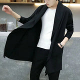 FOESCE Autumn Men Fashion Korean Style Long Trench Coat Hooded Cloak Abrigo Hombre Men Punk Hip Hop Cardigan Casual Streetwear Cape