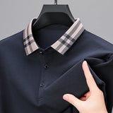 FOESCE Light luxury brand polo shirt long sleeved spring and autumn new style comfortable and breathable casual striped lapel T-shirt