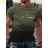 FOESCE Fashion Summer 3D Stripe Letter Print Men's T Shirt Hip Hop Trend Harajuku Streetwear Casual O-neck Oversized T-shirts Men Tops