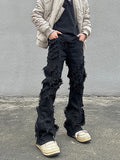 FOESCE 2025 BLAEXIT Destroyed Erosion Jeans Men's Ins Fashion Brand ro Pants High Street vibe Broken Straight Barrel Micro Flared Pants