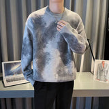 FOESCE Men's Clothing Tie Dye Sweaters Chic Vintage Autumn Winter Youthful Vitality Loose Casual O-Neck Long Sleeve Knitted Pullovers