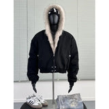 FOESCE Autumn and winter new loose denim jacket, thick and warm retro design, hooded cotton jacket, fashionable men's or women's jacket
