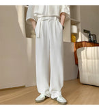 FOESCE Baggy Casual Pants Men Simple Elegant Handsome Smart Casual British Style All-match Daily Soft Full-length Trousers High Street