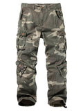 FOESCE Men's Casual Cargo Pants Camo Pants Combat Work Pants with 8 Pockets(No Belt)