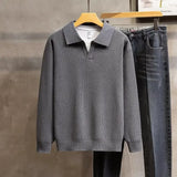 Men's Autumn Winter New High-end Feeling Trendy Knitted Polo Shirt Long Sleeve Pullover Sweater For Casual Wear