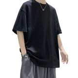 Foesce Oversized Summer Short Sleeve Men's T Shirt New Fashion Solid Loose O-Neck T Shirts Mens Cotton Hip Hop Streetwear Top Tees 5XL