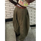 FOESCE Deeptown Y2K Vintage Washed Women Jeans Harajuku Scimitar Wide Leg American Retro Denim Pants Baggy High Waisted Trousers Gyaru
