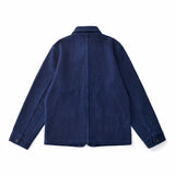 Vintage French Indigo Cargo Jacket Men Autumn Winter New Lapel Multi-pocket Blue Dyed Tooling Jacket Retro Casual Cardigan Coat