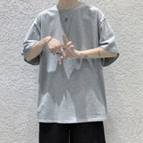 Foesce Oversized Summer Short Sleeve Men's T Shirt New Fashion Solid Loose O-Neck T Shirts Mens Cotton Hip Hop Streetwear Top Tees 5XL
