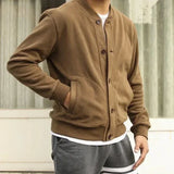 Men's Clothing Coat Cardigan Motorcycle Knit Sweater Male Jacket Fleeced with Pockets Mode Japanese Retro High Quality Replica