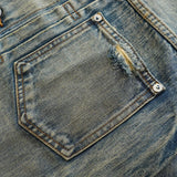 FOESCE Sauce Zhan Mans Denim Jacket Destroy Wash Distressed Selvedge Ripped Jean Jacket Men 14.5 Oz Loose Fit