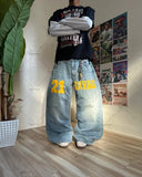 FOESCE Trendy Brand Retro Streetwear Trousers Y2K Harajuku Hip-hop Casual Loose Straight Pants Men Goth Punk Letter Print Baggy Jeans