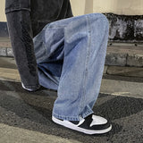 FOESCE Korean Fashion Classic Jeans Men's Four Seasons Loose Straight Wide Leg Pants Street Hip-Hop Baggy Student Unisex Pants