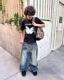 FOESCE Y2K men Jeans gothic American Pattern letter jeans vintage Casual men women Harajuku Fashion streetwear Hip Hop wide leg jeans