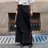 FOESCE Men Japanese Double-Layer Irregular Casual Culottes 2025 New Genderless Fashion Splicing Solid Color Loose Wide-Leg Pants Unisex