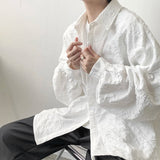 FOESCE Shirts Men Japanese Style Loose  Leisure Long Sleeves Chic New All-match Solid Summer High Street Simple Popular College Daily