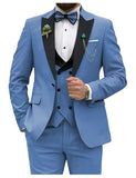 FOESCE Slim Fit Men Suits Double Breasted Groom Formal Business Male Blazer Set Peak Lapel Party Wedding Tuxedo (Jacket+Vest+Pants)