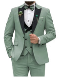 FOESCE Slim Fit Men Suits Double Breasted Groom Formal Business Male Blazer Set Peak Lapel Party Wedding Tuxedo (Jacket+Vest+Pants)