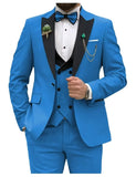 FOESCE Slim Fit Men Suits Double Breasted Groom Formal Business Male Blazer Set Peak Lapel Party Wedding Tuxedo (Jacket+Vest+Pants)