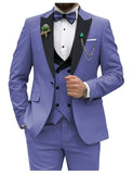 FOESCE Slim Fit Men Suits Double Breasted Groom Formal Business Male Blazer Set Peak Lapel Party Wedding Tuxedo (Jacket+Vest+Pants)
