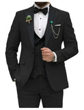 FOESCE Slim Fit Men Suits Double Breasted Groom Formal Business Male Blazer Set Peak Lapel Party Wedding Tuxedo (Jacket+Vest+Pants)