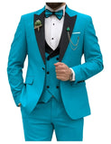 FOESCE Slim Fit Men Suits Double Breasted Groom Formal Business Male Blazer Set Peak Lapel Party Wedding Tuxedo (Jacket+Vest+Pants)