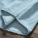 FOESCE Spring And Autumn Men's Denim Long Sleeved Shirt With Double Pockets American Work Style Loose Fitting Washed Denim Shirt Jacket