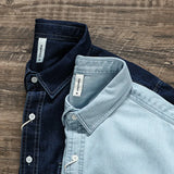 FOESCE Spring And Autumn Men's Denim Long Sleeved Shirt With Double Pockets American Work Style Loose Fitting Washed Denim Shirt Jacket
