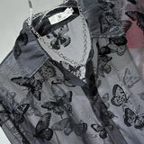 FOESCE Spring Autumn Fashion Turn-down Collar Long Sleeve Printing Blouse Men's Clothing Casual All-match Vintage Button Chic Shirts