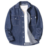 FOESCE Spring Autumn Long-sleeved Denim Shirt Men Jackets Fat Large Size Loose Work Shirt Men 5XL 6XL 7XL