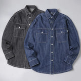 FOESCE Spring Autumn Long-sleeved Denim Shirt Men Jackets Fat Large Size Loose Work Shirt Men 5XL 6XL 7XL