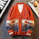 FOESCE Spring Cardigan Oversized Sweater Men Pullover Hip Hop Streetwear Loose Knitwear Harajuku Knitted Sweater Coat