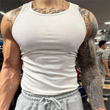 FOESCE Spring Summer Fashion Tank Tops Man Solid Fit Round Neck Ropa Hombre Sleeveless Pullovers Tees Sport Hip Hop Y2K Men's Clothing