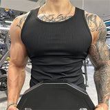 FOESCE Spring Summer Fashion Tank Tops Man Solid Fit Round Neck Ropa Hombre Sleeveless Pullovers Tees Sport Hip Hop Y2K Men's Clothing
