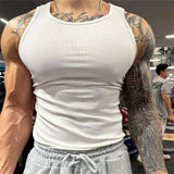 FOESCE Spring Summer Fashion Tank Tops Man Solid Fit Round Neck Ropa Hombre Sleeveless Pullovers Tees Sport Hip Hop Y2K Men's Clothing