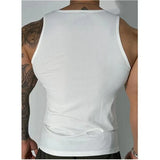 FOESCE Spring Summer Fashion Tank Tops Man Solid Fit Round Neck Ropa Hombre Sleeveless Pullovers Tees Sport Hip Hop Y2K Men's Clothing