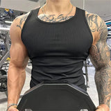 FOESCE Spring Summer Fashion Tank Tops Man Solid Fit Round Neck Ropa Hombre Sleeveless Pullovers Tees Sport Hip Hop Y2K Men's Clothing