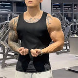 FOESCE Spring Summer Fashion Tank Tops Man Solid Fit Round Neck Ropa Hombre Sleeveless Pullovers Tees Sport Hip Hop Y2K Men's Clothing