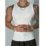 FOESCE Spring Summer Fashion Tank Tops Man Solid Fit Round Neck Ropa Hombre Sleeveless Pullovers Tees Sport Hip Hop Y2K Men's Clothing
