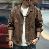 FOESCE Spring Thin Denim Jacket Men's Youth Trendy Workwear Korean Casual Jacket Loose and Versatile Top