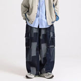 FOESCE Spring and Autumn Japanese Street Men and Women Trendy Personalized Straight leg Jeans Couple Loose Splicing Casual Pants y2k