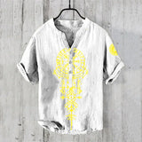 FOESCE Spring and summer men's and women's shirts independent station casual fish pattern Hawaiian style shirts men's tops 100% linen