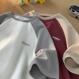 FOESCE Street hip-hop men and women summer street personality simple color contrast loose casual T-shirt couple retro short sleeved top