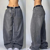 FOESCE Streetwear Fashion New Multi-pocket Washed Baggy Jeans Men And Women Y2K Hip-hop Harajuku Casual Gothic High Waist Wide Trouser