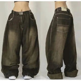 FOESCE Streetwear Fashion New Multi-pocket Washed Baggy Jeans Men And Women Y2K Hip-hop Harajuku Casual Gothic High Waist Wide Trouser