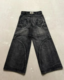 Streetwear Retro Baggy Jeans Men's Goth Hip-hop Personality Harajuku Trendy Washed Blue Straight Pant Y2K Wide Leg Pants Men