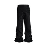 FOESCE Streetwear Ribbons Functional Curve Zipper Baggy Cargo Pants for Men Vibe Style Straight Baggy Casual Trousers Oversized