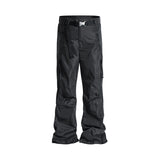FOESCE Streetwear Ribbons Functional Curve Zipper Baggy Cargo Pants for Men Vibe Style Straight Baggy Casual Trousers Oversized