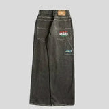 Foesce Streetwear Skull Pocket Embroidered Jeans Y2K Hip Hop Retro Baggy Jeans Black Pants Mens Punk Rock Low Rise Wide Leg Trousers