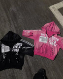 FOESCE Streetwear Sportswear Two Piece Set Y2K Mens Hip Hop Goth Retro Patch Zipper Hooded Sweatshirt Casual Fashion Couple Sweatpants